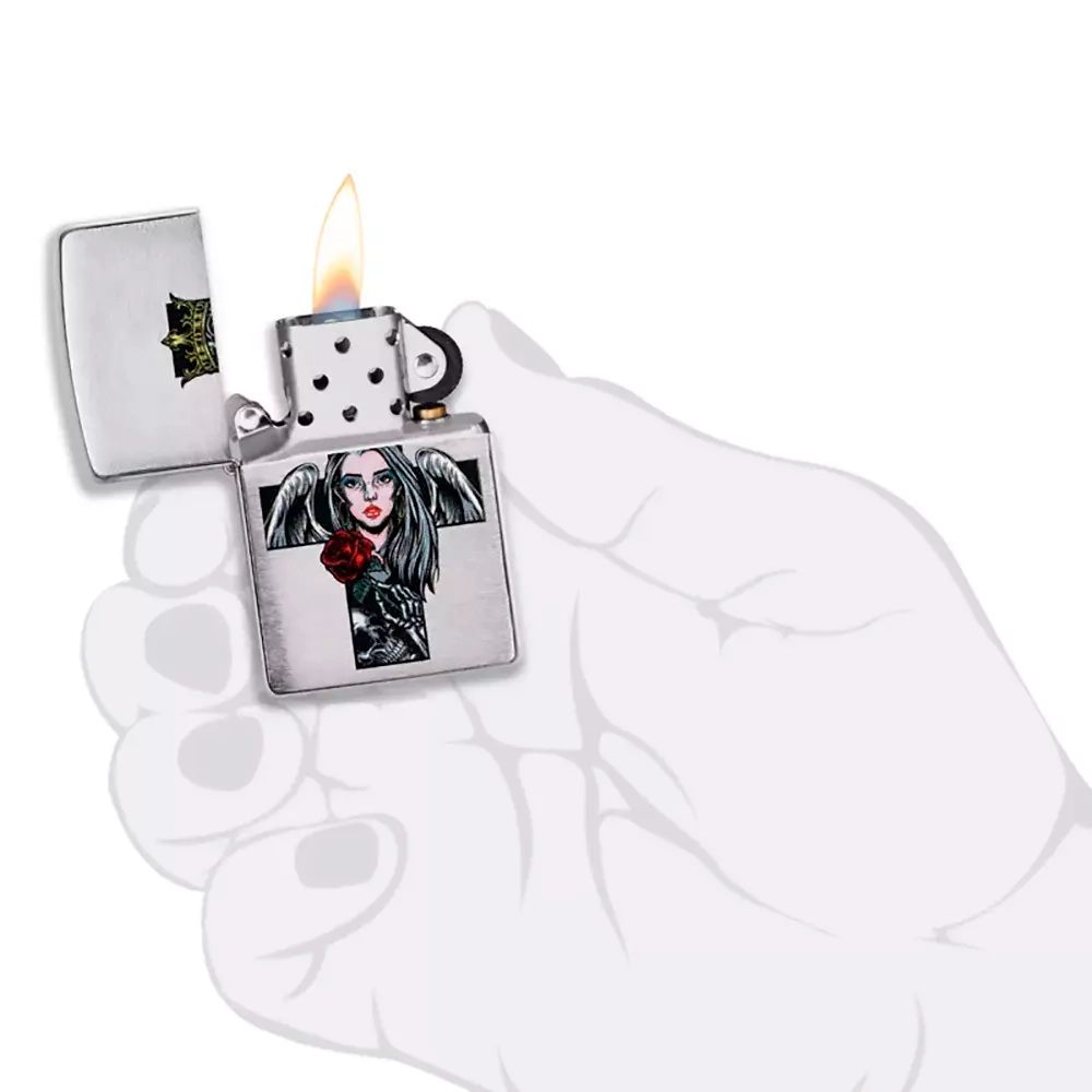 Зажигалка Zippo 49262 Queen and Skull Design, Brushed Chrome