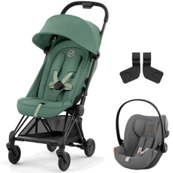 Коляска Cybex Coya Matt Black Frame Cloud G i-Size Lava Grey 2 в 1 Leaf Green с дождевиком и бампером