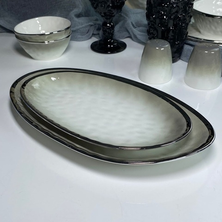 Lenardi 122-128 Набор из 2 овальных блюд 25,5/30,5см TORONTO GREY в под.уп.(х12)Фарфор