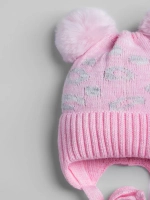 Шапка для девочки зимняя с помпонами на завязках
