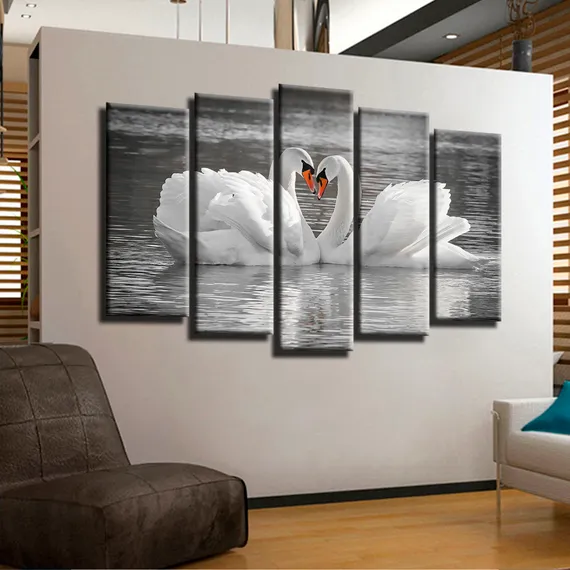 Модульная картина "Белые лебеди"
