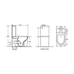 Напольный унитаз-компакт Безободковый AZARIO VETRO (Азарио Ветро) AZ-2149-MB, с сиденьем Микролифт