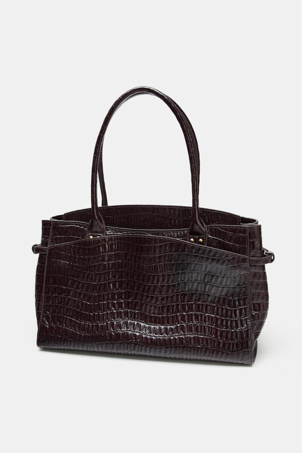 ZARA СУМКА CITY ИЗ РЕЛЬЕФНОЙ КОЖИ, ШОКОЛАДНЫЙ