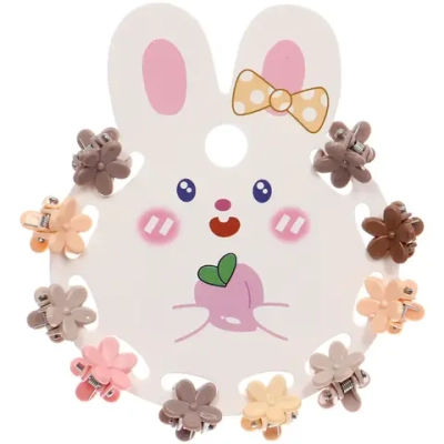 Заколки-крабики для волос детские 10шт «МАЛЬВИНА», ромашки, 1,3см (пакет с подвесом)