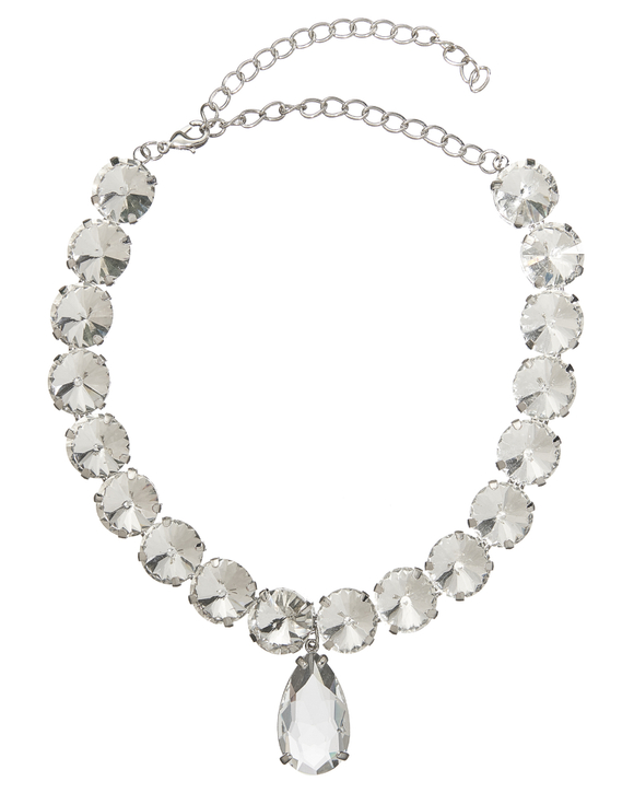 Колье-люкс, круглые камни, каплевидный центральный камень