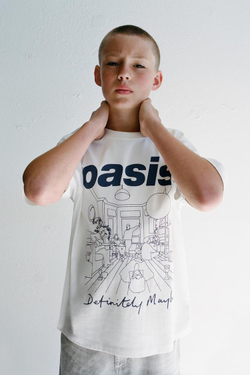 ZARA ФУТБОЛКА С ПРИНТОМ OASIS ®, БЕЛЫЙ