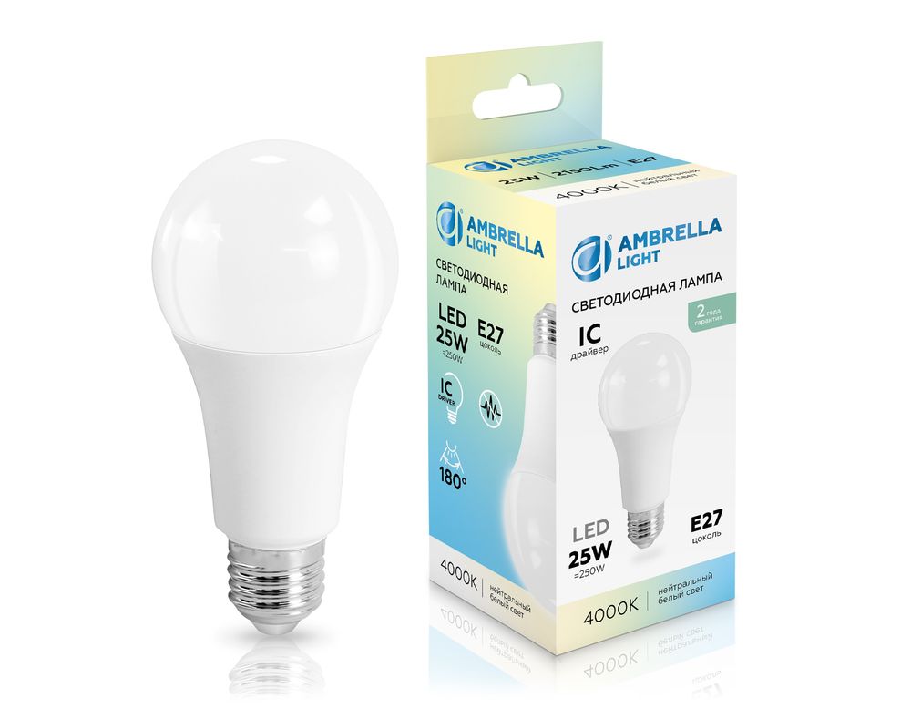 Ambrella Лампа светодиодная Лон A65 25W 4000K Лампы светодиодные A60, A65, A120 652504