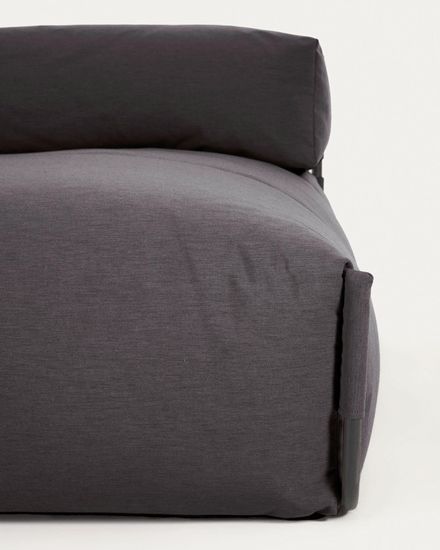 Пуф-шезлонг со спинкой Square темно-серого цвета для садового модульного дивана 165 x101см