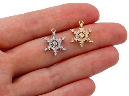 Подвеска "Снежинка" 17мм, со стразами и кристаллами