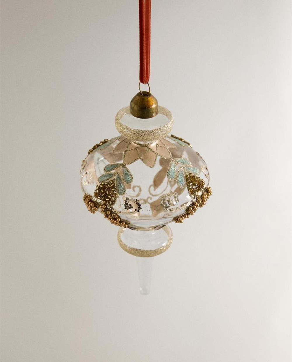 ZARA HOME НОВОГОДНЕЕ ЕЛОЧНОЕ УКРАШЕНИЕ С БУСИНАМИ, ЗОЛОТИСТЫЙ