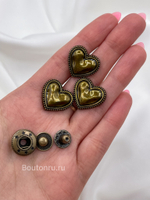 Кнопки Установочные сердце бронза / комплект с шляпкой и кнопками