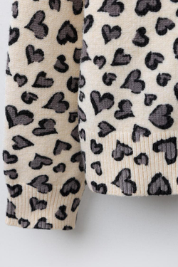 ZARA ВЯЗАНЫЙ КАРДИГАН «СЕРДЦА», ЭКРЮ МЕЛАНЖ