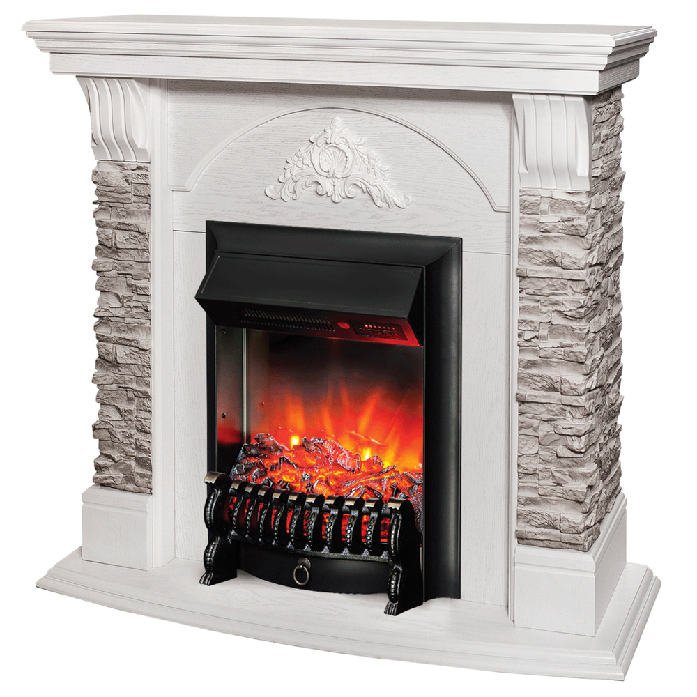 Каминокомплект Real Flame Athena GR WT с очагом Fobos Lux Black RC