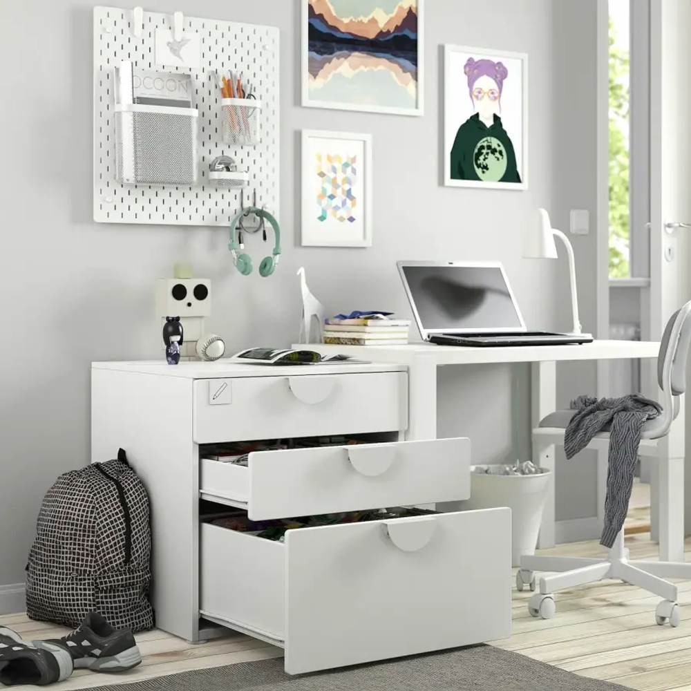 Комод - SMÅSTAD / PLATSA/SMОSTAD  IKEA/ СМОСТАД/ПЛАТСА ИКЕА,  63х60 см, белый/фиолетовый