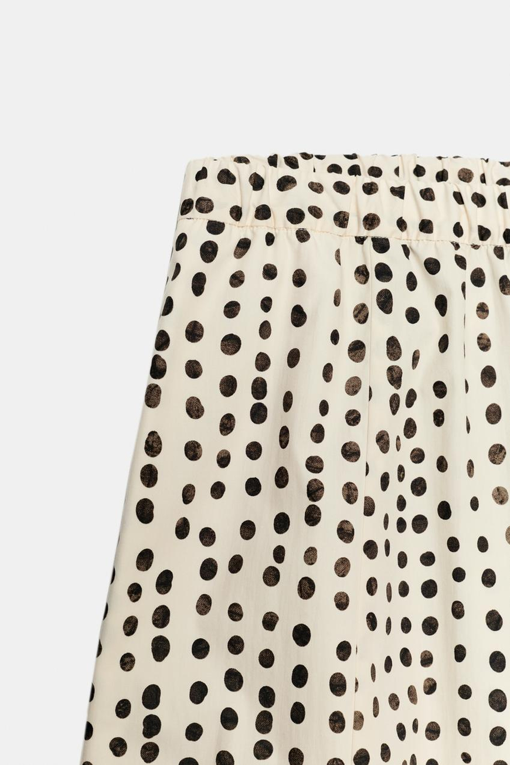 ZARA БРЮКИ В ПИЖАМНОМ СТИЛЕ В ГОРОШЕК — ZW COLLECTION, ЭКРЮ/ЧЕРНЫЙ