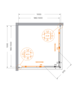 Душевой уголок Cezares RELAX-304-A-2-100-C-GM, 100х100х200, профиль оружейная сталь, прозрачное стекло