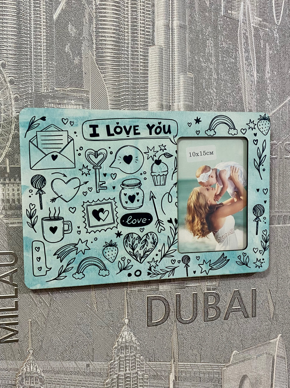 Фоторамка " I Love you" (бирюза)