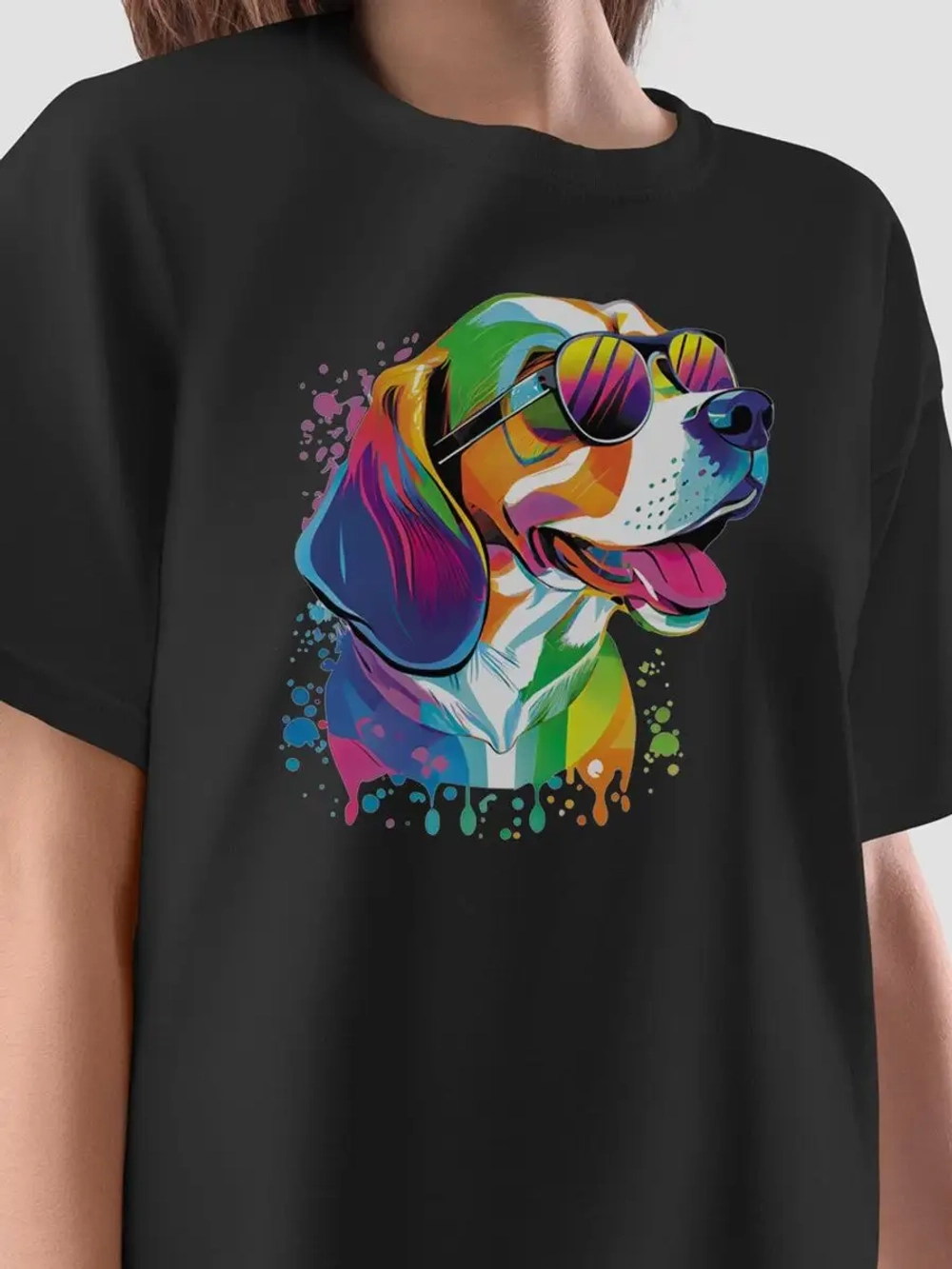 Футболка оверсайз с принтом собакой Бигль Корги Хаски