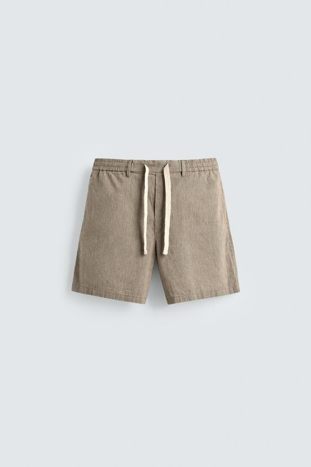 ZARA ШОРТЫ RELAXED FIT ИЗ ХЛОПКА И ЛЬНА, ПОЛОСКИ