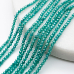 Фианит Кракле бусины (кубический цирконий), цвет мятный, размер около 2 мм, цена за нить 38 см