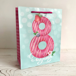 Крафт пакет "8 марта", 18х23х8 см