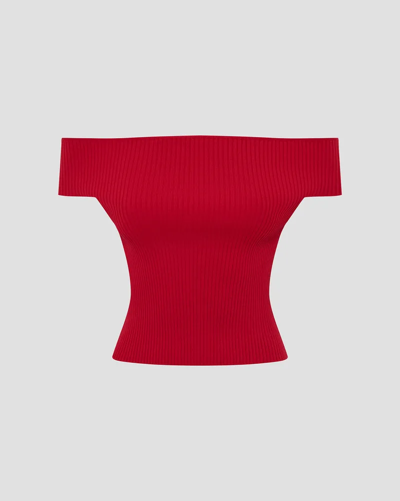 Топ трикотажный с открытыми плечами и короткими рукавами