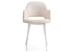 Стул на металлокаркасе Гутрид прошивка ромбы сзади бежевый / белый