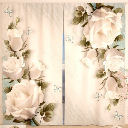 Фотошторы "РД. БАБОЧКИ И ВЕТВИ РОЗ", Россия.