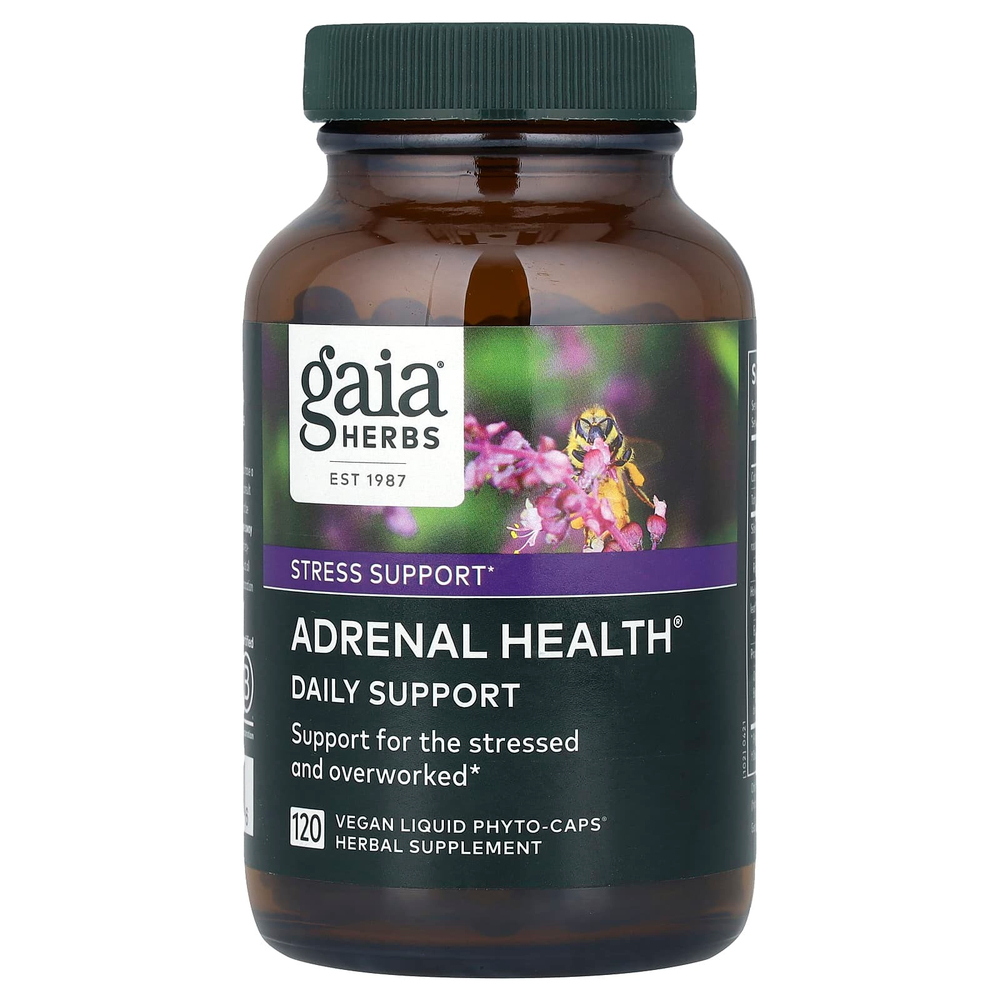 Gaia Herbs, Adrenal Health, ежедневная поддержка, 120 растительных капсул Phyto-Caps