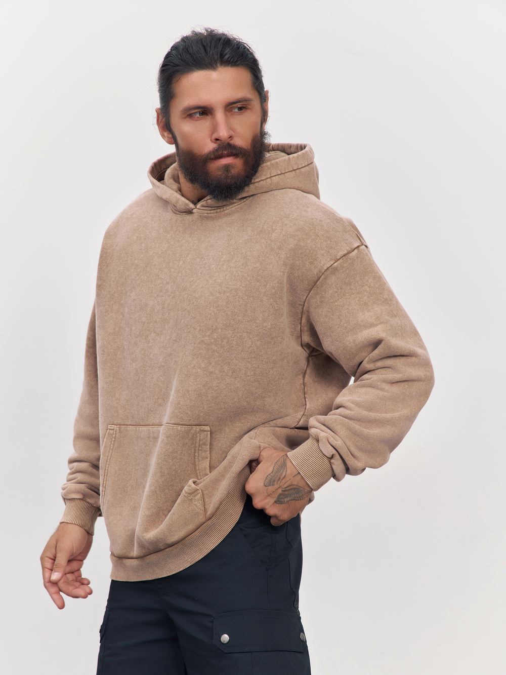 Худи garment dyed (бежевый)