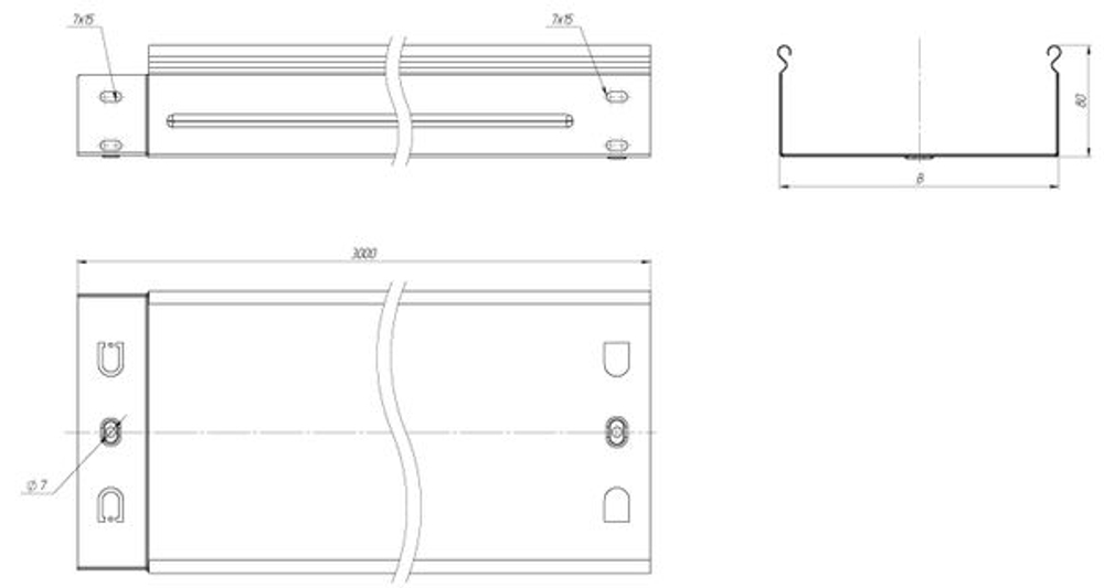 Лоток неперфорированный 80x500x3000-1,0 мм EKF (6.00 шт.)
