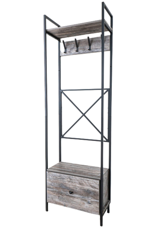 Вешалка с ящиком ДП4-03 "Сосна посадена"/черный матовый