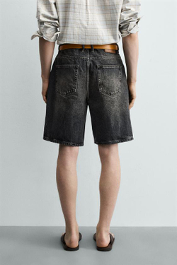 ZARA ДЖИНСОВЫЕ ШОРТЫ RELAXED FIT, ТЕМНО-СЕРЫЙ
