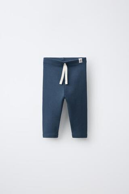 ZARA ЛЕГИНСЫ В РУБЧИК С НАШИВКОЙ, ОКЕАНСКИЙ СИНИЙ