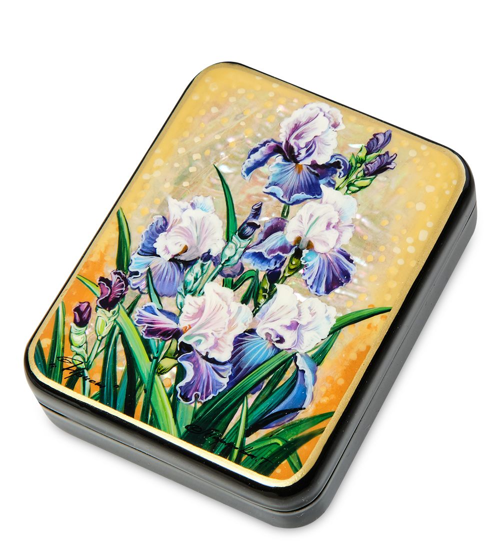 Народные промыслы ШК-55/175-F Шкатулка «Ирисы» исп. Маркова