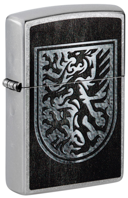 Зажигалка Zippo Dragon Design с покрытием Street Chrome, латунь/сталь, серебристая, 38x13x57 мм