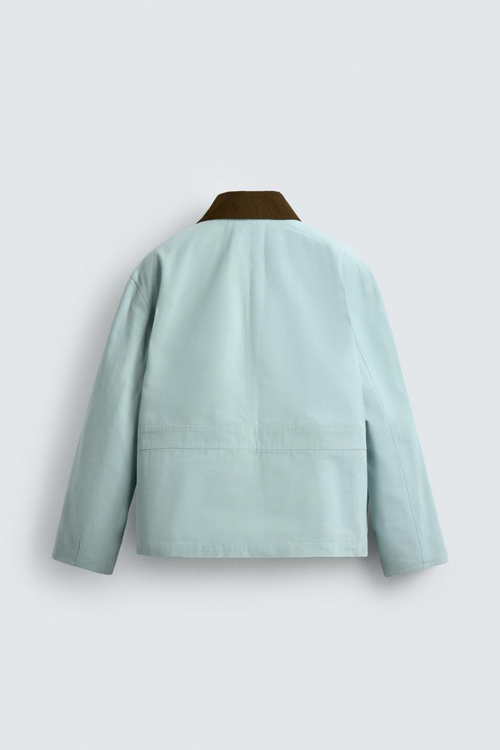 ZARA КУРТКА С КОНТРАСТНЫМ ВОРОТНИКОМ, ГОЛУБОЙ