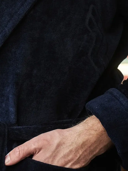 Халат мужской DOMINIC с капюшоном Синий "Polens"