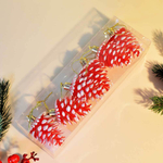 Елочные игрушки 6шт 6см "Шишка", красная с белой каймой