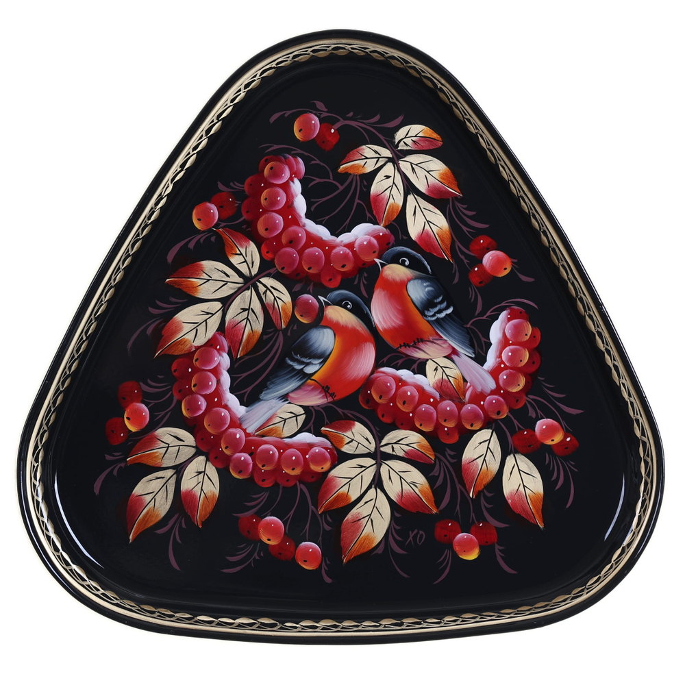 Жостовский поднос декоративный, размер 29х29 см (A8), металлический