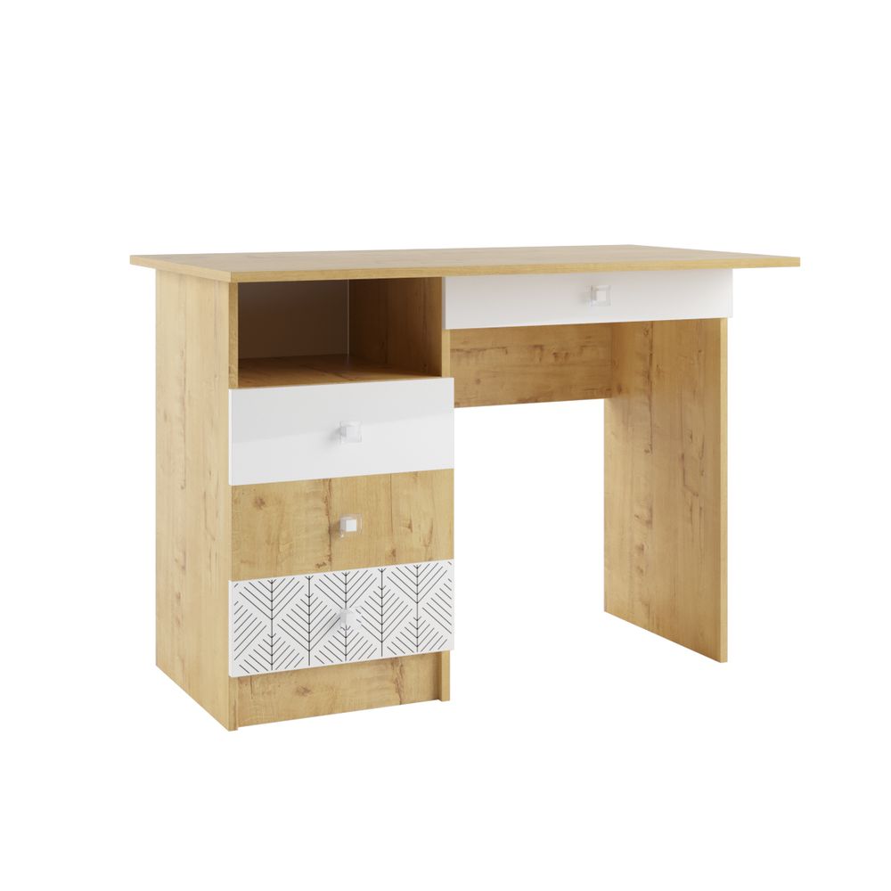 Стол письменный "Сканди" СТД 1070.1 (дуб бунратти/белый глянец)