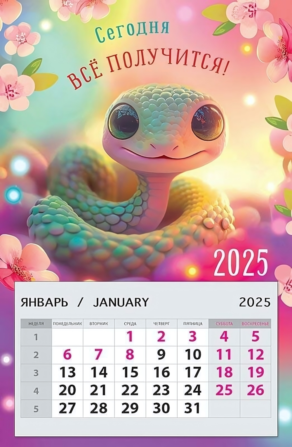 Календарь на магните 95х145 "Сегодня все получится! 2025" (АртДизайн)