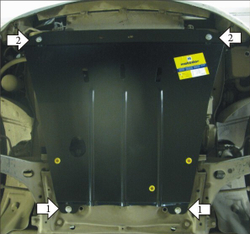 Защита картера Двигателя, КПП. 2 мм, Сталь. для Ford Focus 1998-2004 MOTODOR.00708