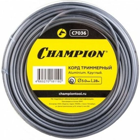 Корд триммерный Champion Aluminium 3.0 мм x 28 м, С7036 (круг)