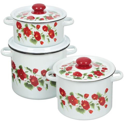 Набор эмалированной посуды 6 пр, кастрюли 2,3.5,5.5 л, Сиб товары, Рамо, N16B60, бел