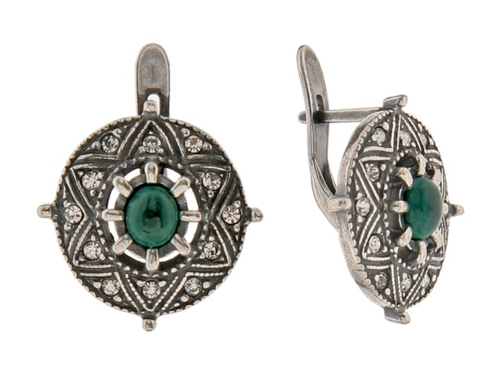 "Иикту" серьги в серебряном покрытии из коллекции "Самоцветы" от Jenavi с английским замком