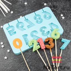 Силиконовая форма для леденцов «Цифры фактурные», 10 ячеек