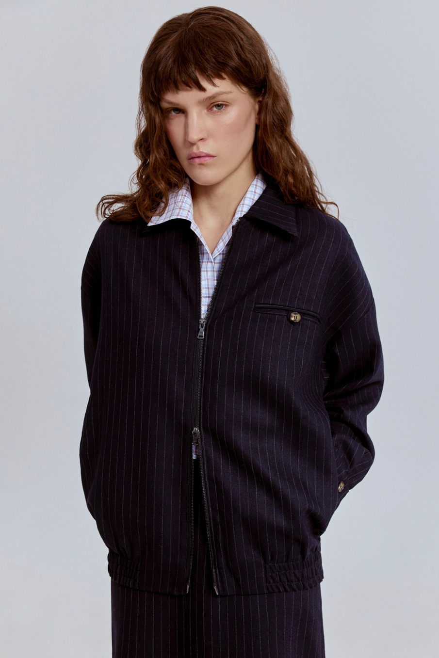 Бомбер в полоску из шерсти