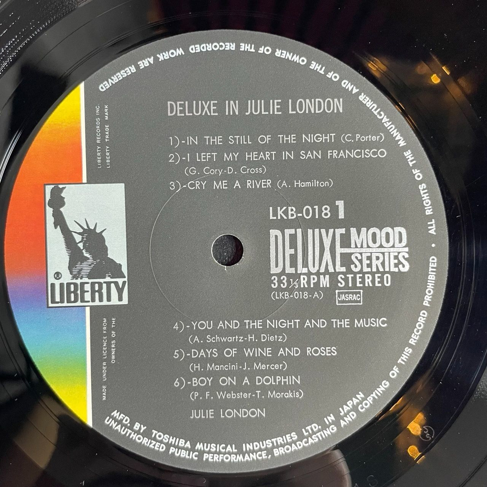 Винтажная виниловая пластинка LP Deluxe In Julie London (Japan 1971) (Obi) Cry Me A River