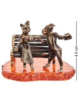 Народные промыслы AM-2047 Фигурка «Коты Аристократы» (латунь, янтарь)